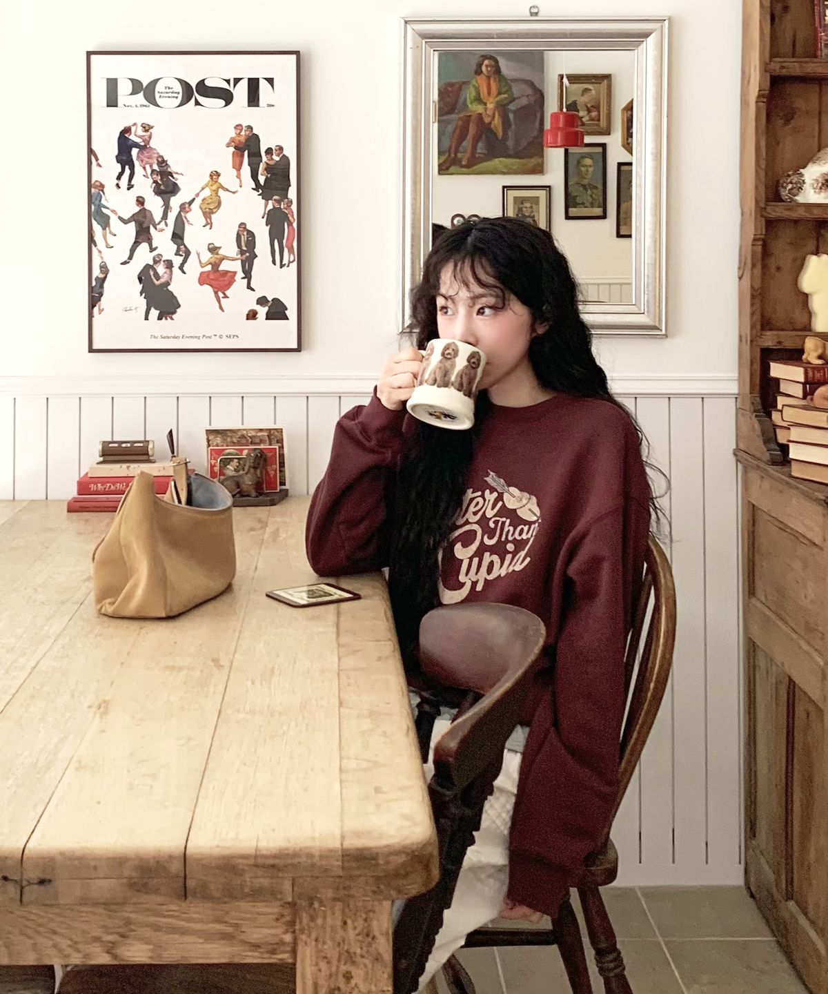 더 새터데이 이브닝 포스트(THE SATURDAY EVENING POST) Cupid Graphic Sweat Shirt Wine