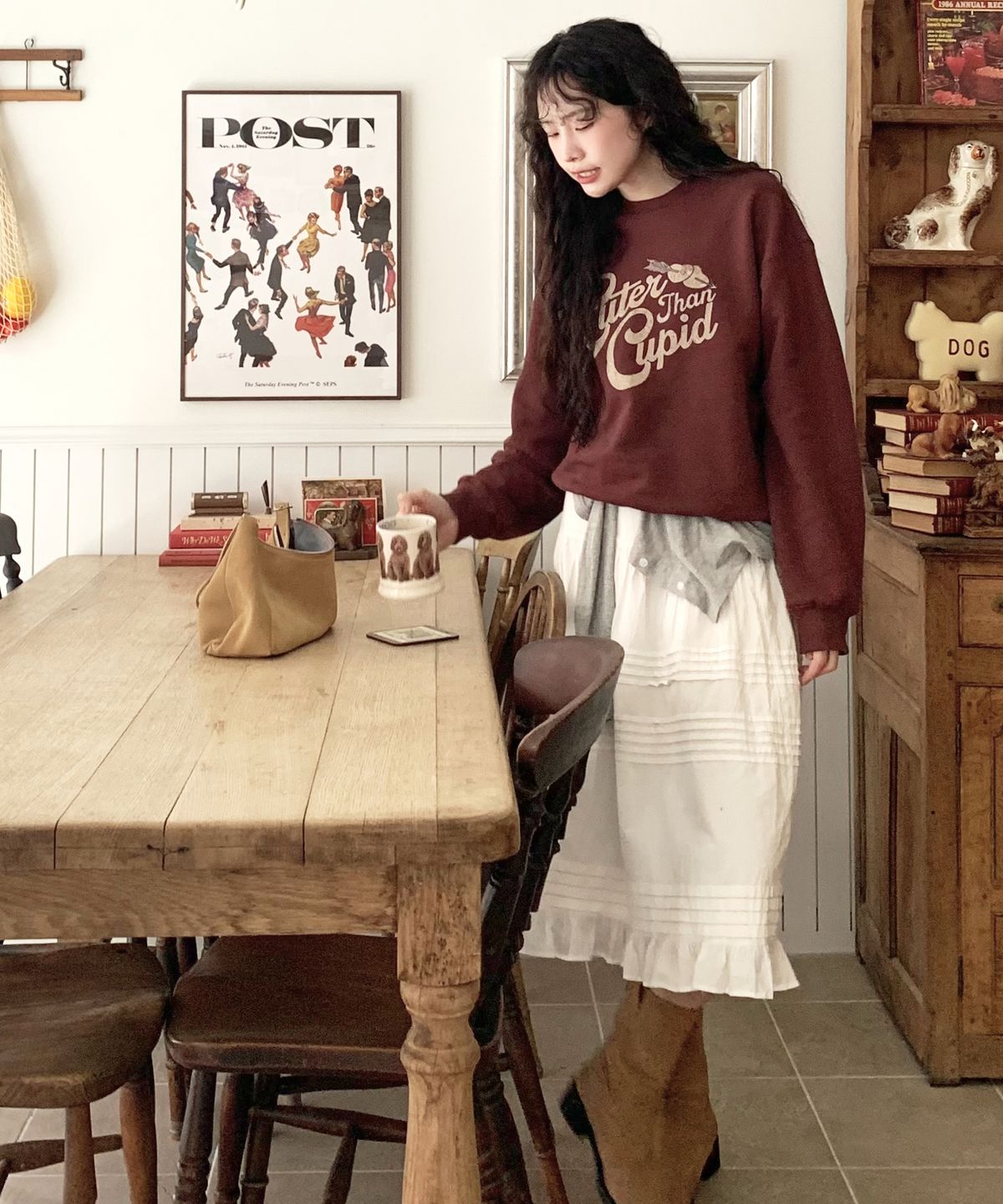 더 새터데이 이브닝 포스트(THE SATURDAY EVENING POST) Cupid Graphic Sweat Shirt Wine