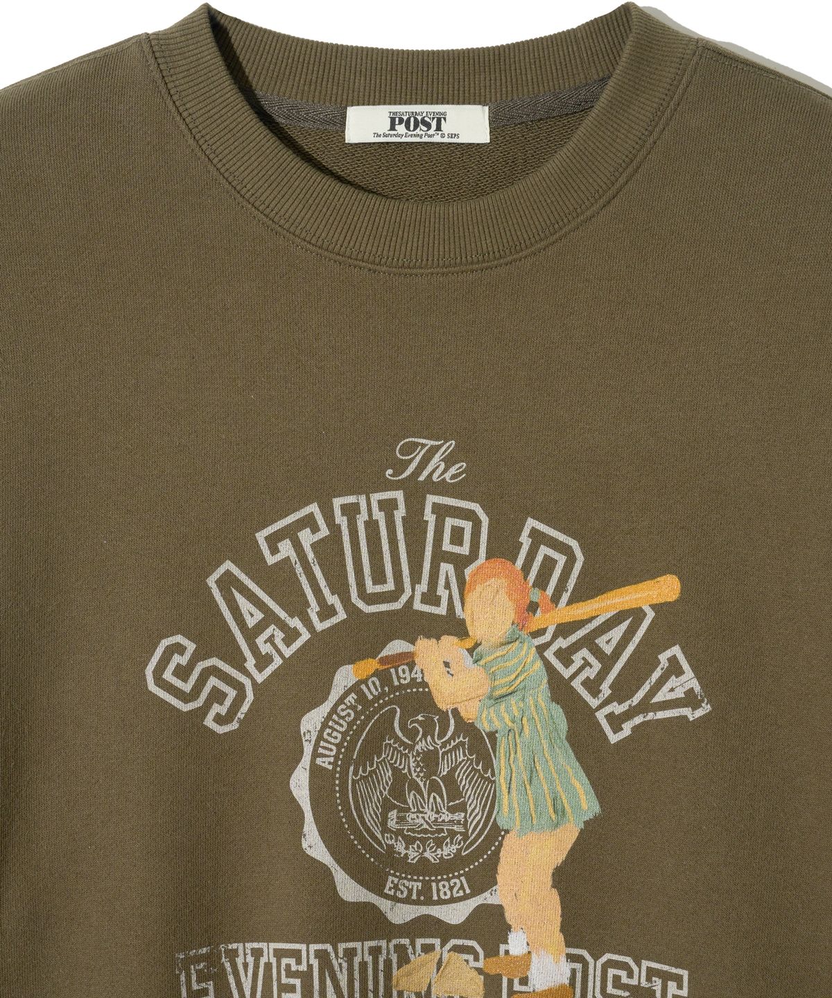 더 새터데이 이브닝 포스트(THE SATURDAY EVENING POST) Girl Graphic Sweat Shirt Khaki
