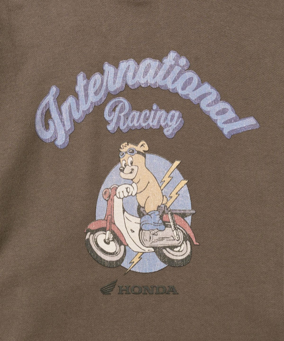 핍스 모터사이클(PHYPS MOTORCYCLE) Vintage Riding Bear Hoodie Brown