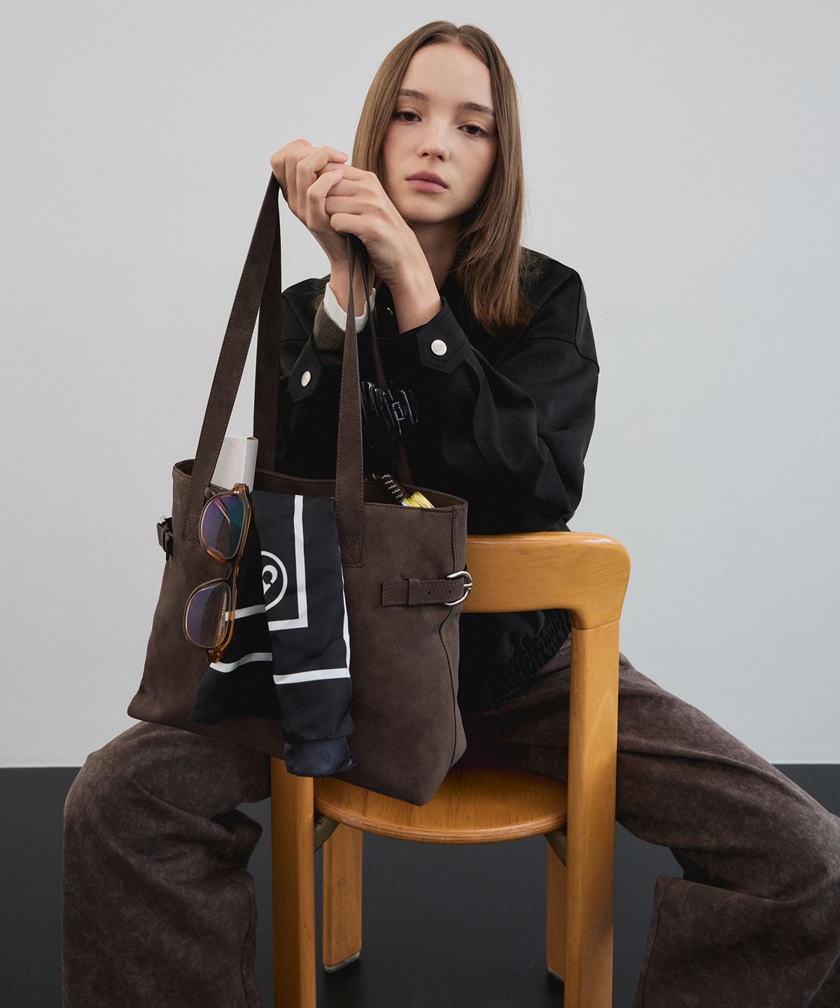 크리스틴프로젝트(CHRISTINE PROJECT) DOUBLE BELT SHOULDER MEDIUM(WARM CHOCO)