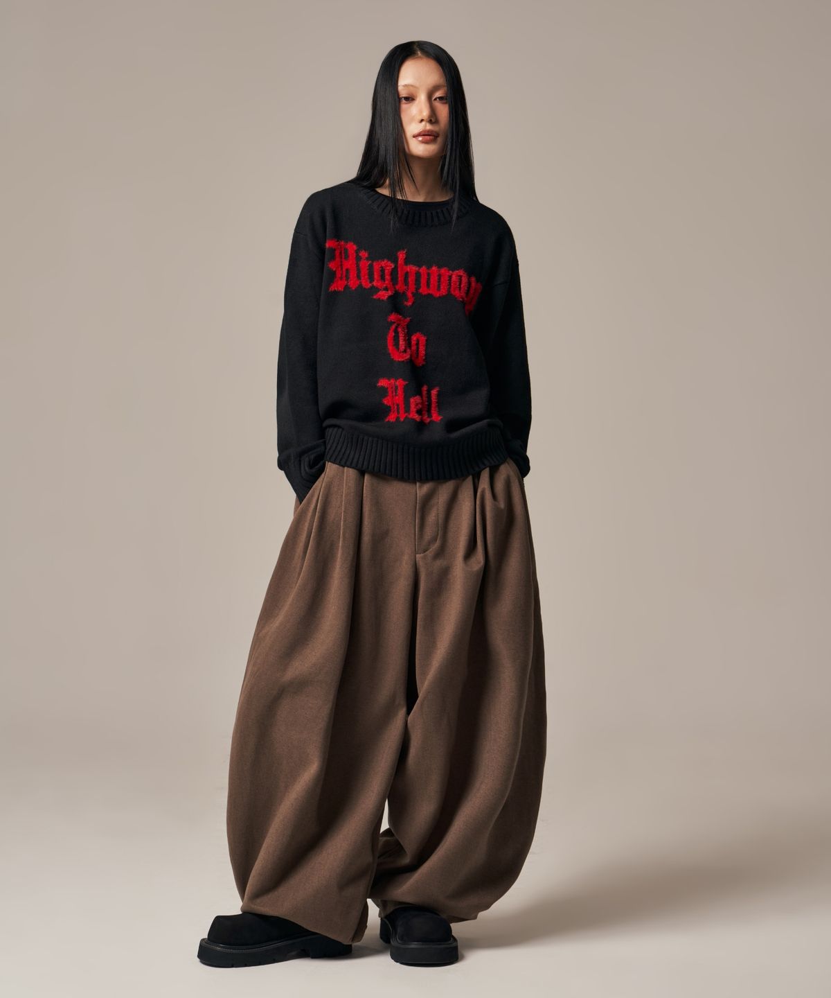 아이돈워너셀(IDWS) Void 4 Tuck Balloon Trouser Brown