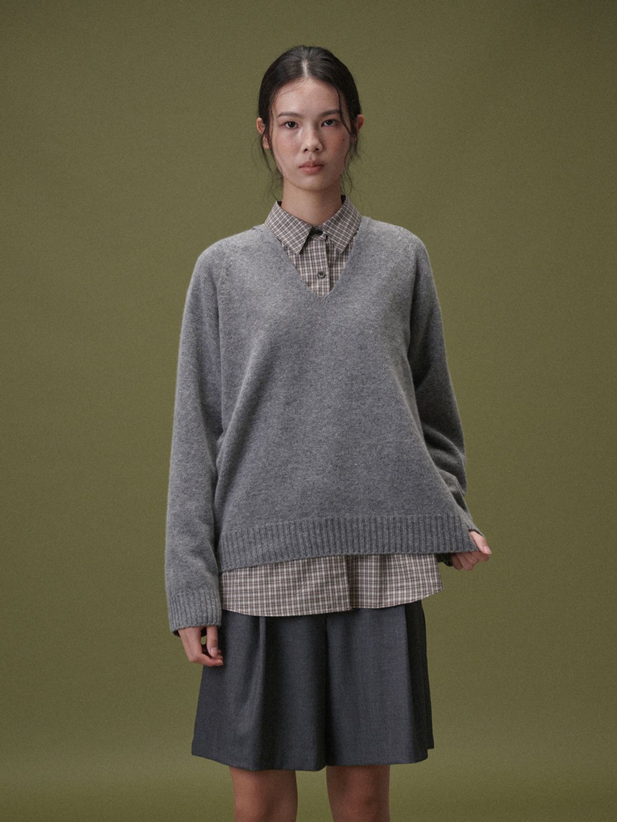 플라드주르(PLATDUJOUR) Boy wool half pants (Dark grey)