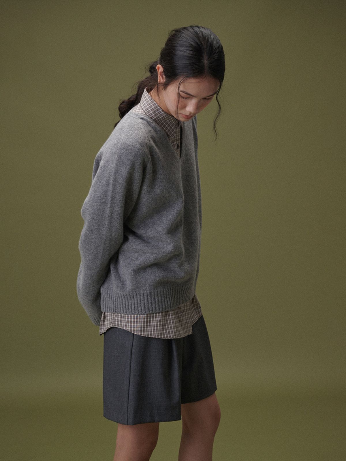 플라드주르(PLATDUJOUR) Boy wool half pants (Dark grey)