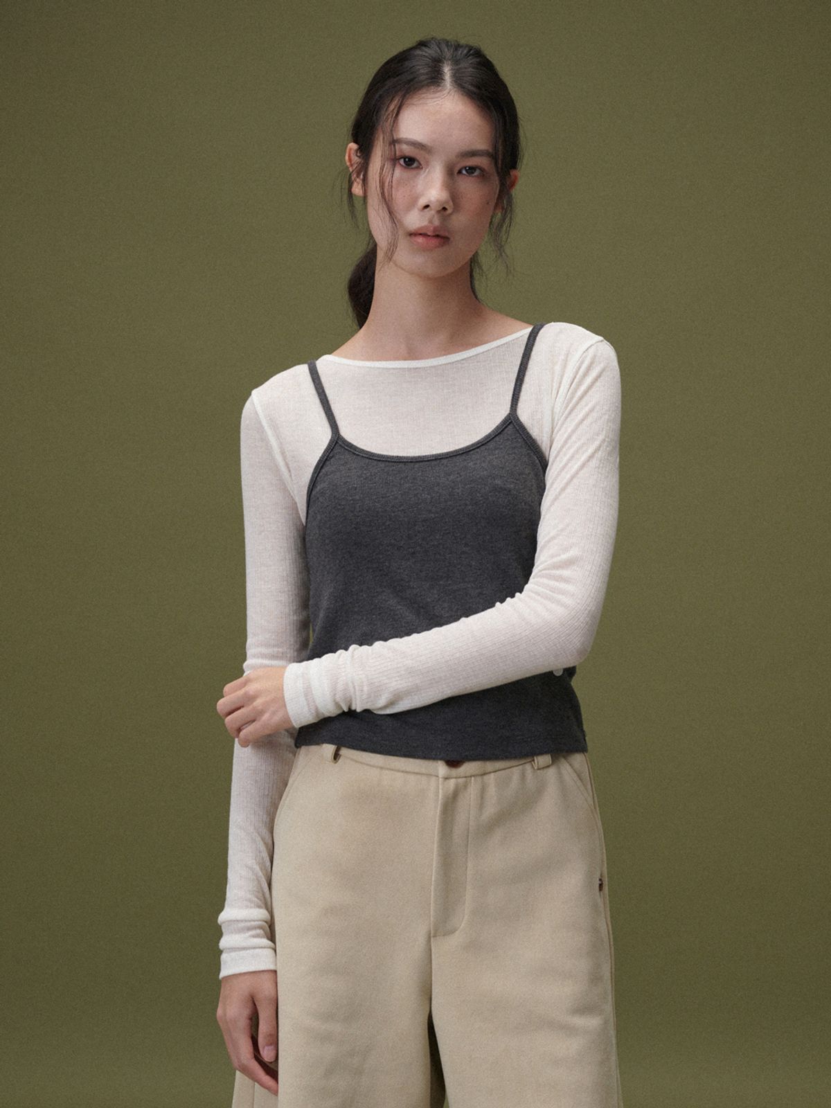 플라드주르(PLATDUJOUR) Angora sleeveless (Black)