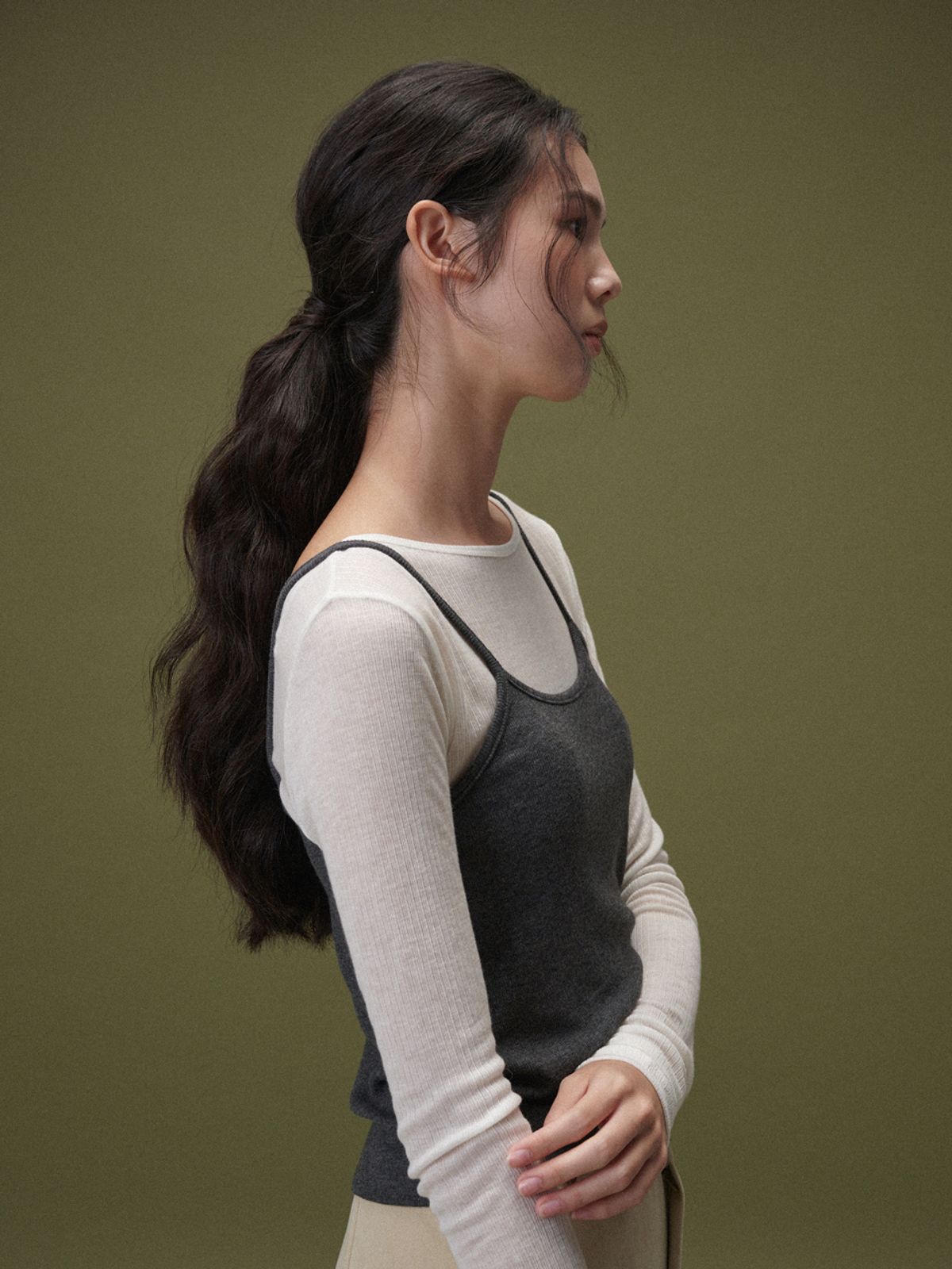 플라드주르(PLATDUJOUR) Angora sleeveless (Black)