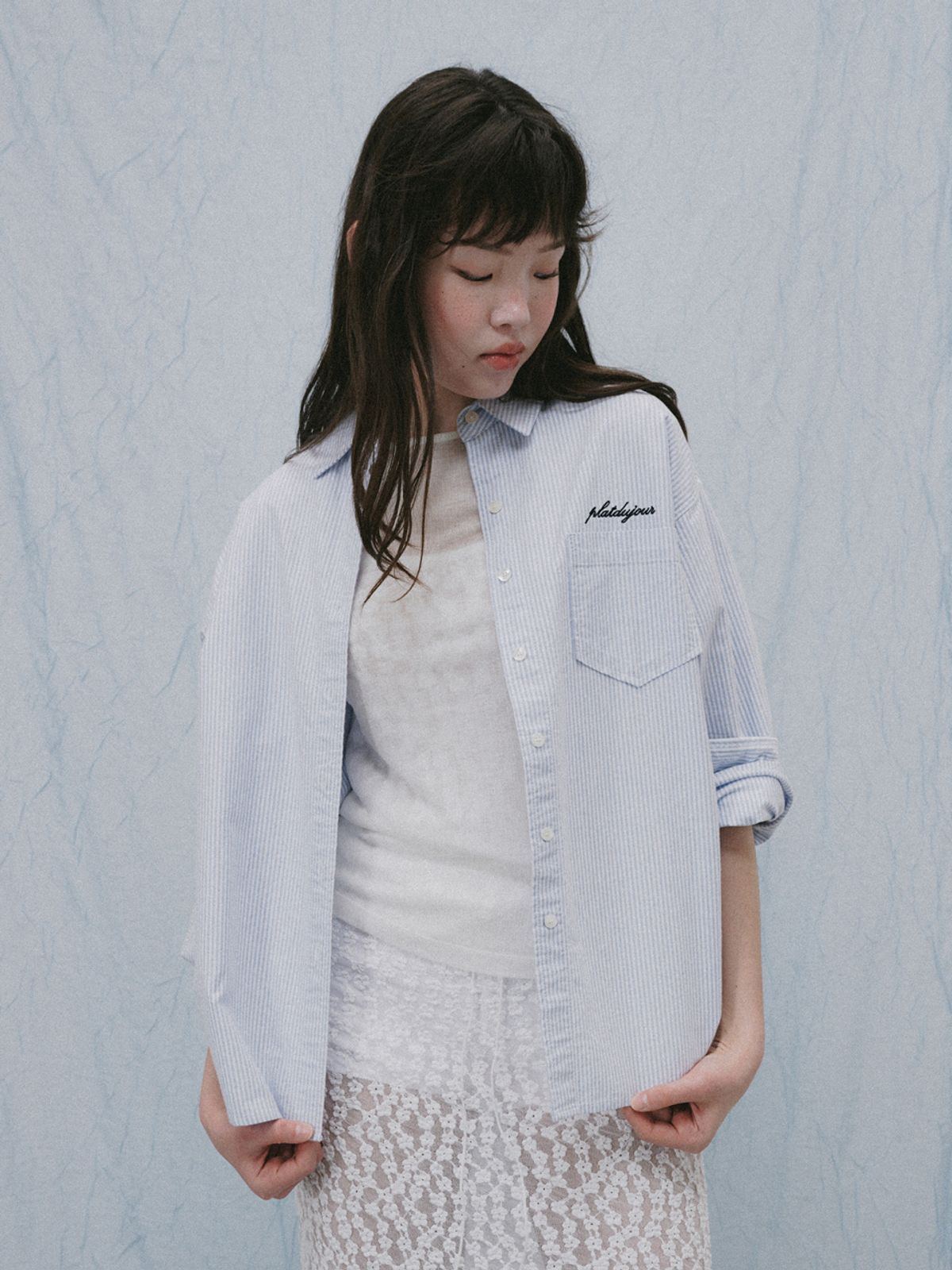 플라드주르(PLATDUJOUR) Classic stripe shirts (Beige)