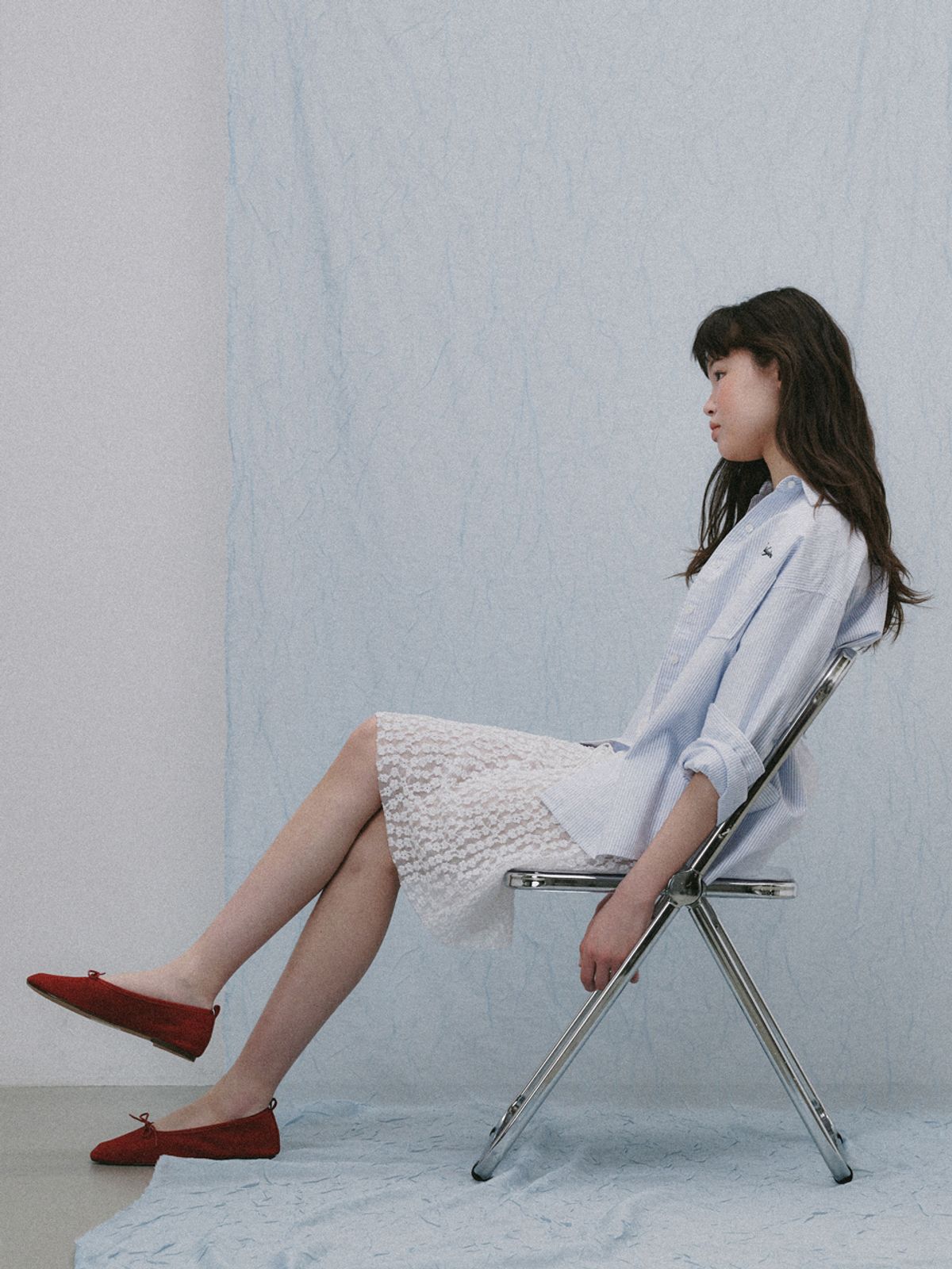 플라드주르(PLATDUJOUR) Classic stripe shirts (Sky blue)