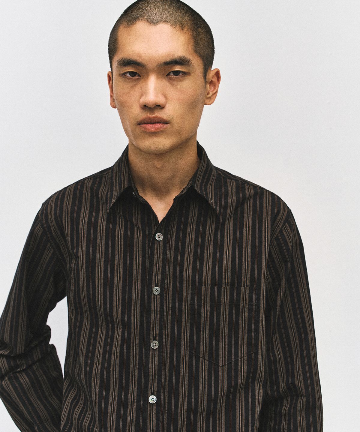 서피스에디션(SURFACE EDITION) BOLD STRIPE SHIRT BLACK