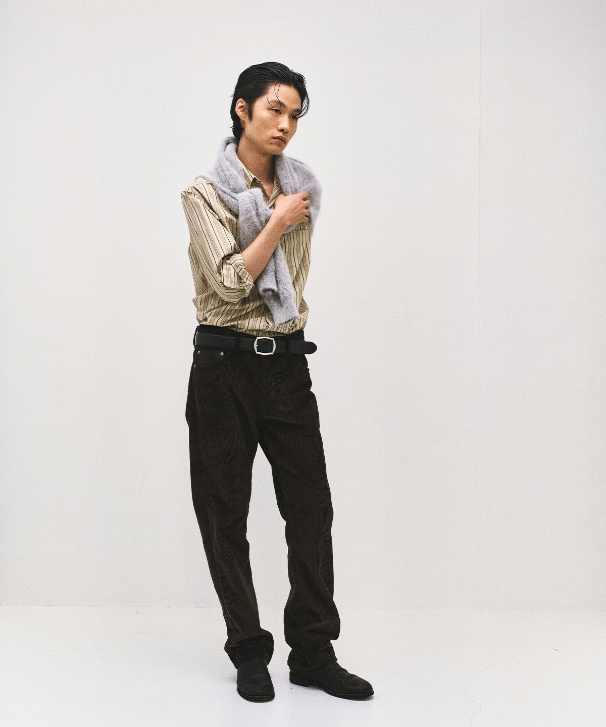 서피스에디션(SURFACE EDITION) BOLD STRIPE SHIRT BEIGE