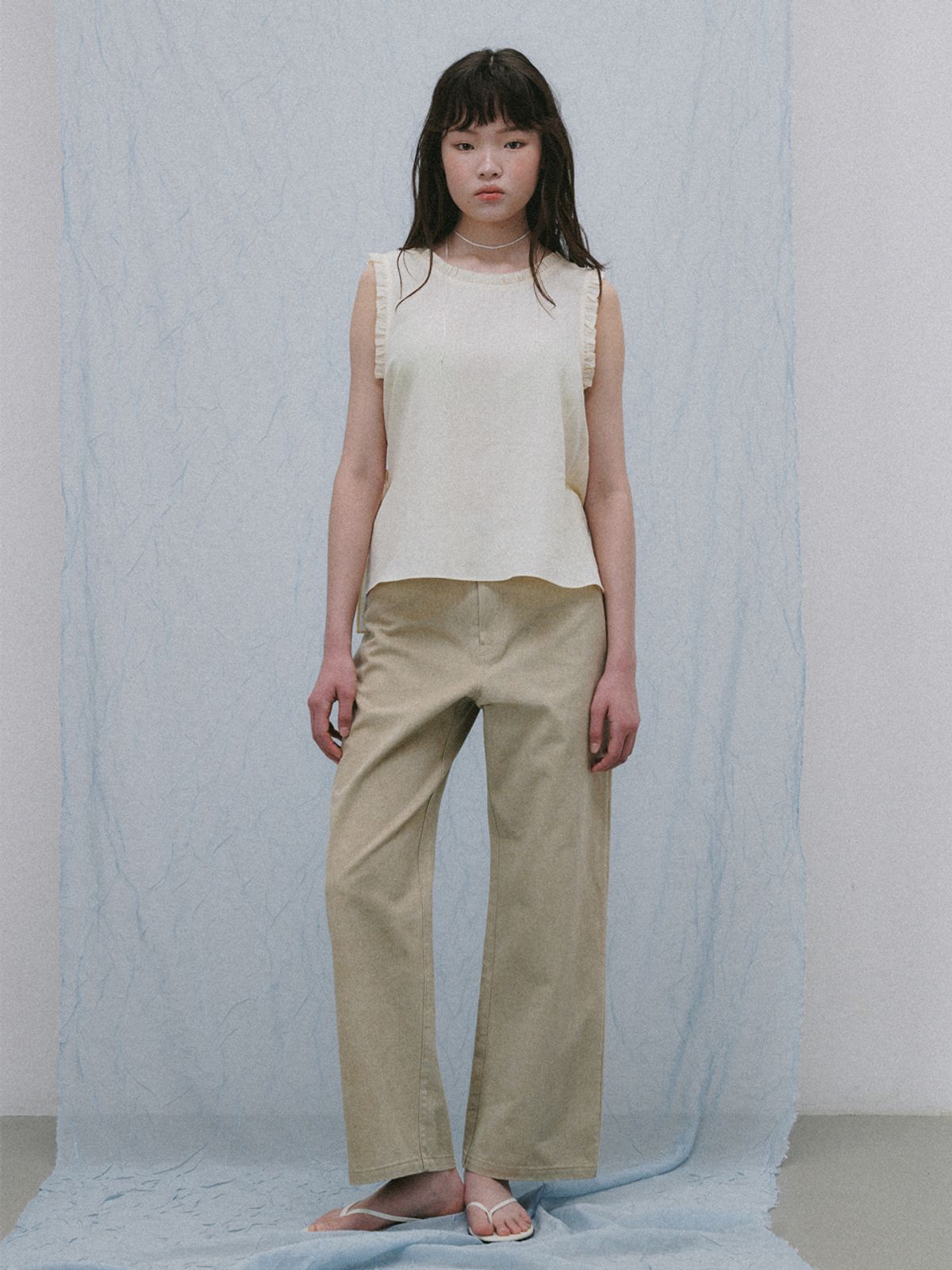 플라드주르(PLATDUJOUR) Peach bio cotton pants (beige)