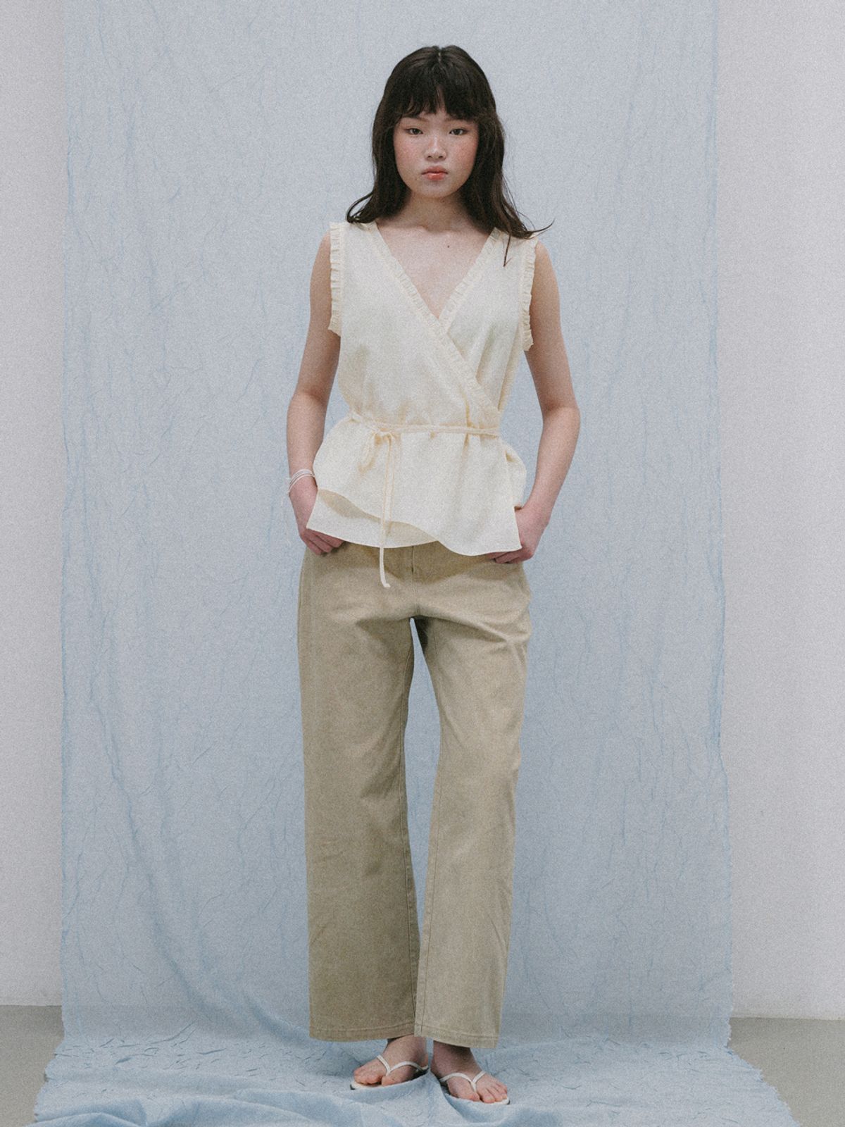 플라드주르(PLATDUJOUR) Peach bio cotton pants (beige)