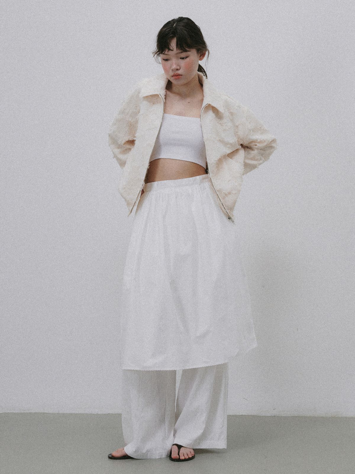 플라드주르(PLATDUJOUR) Jacquard blouson (Black)