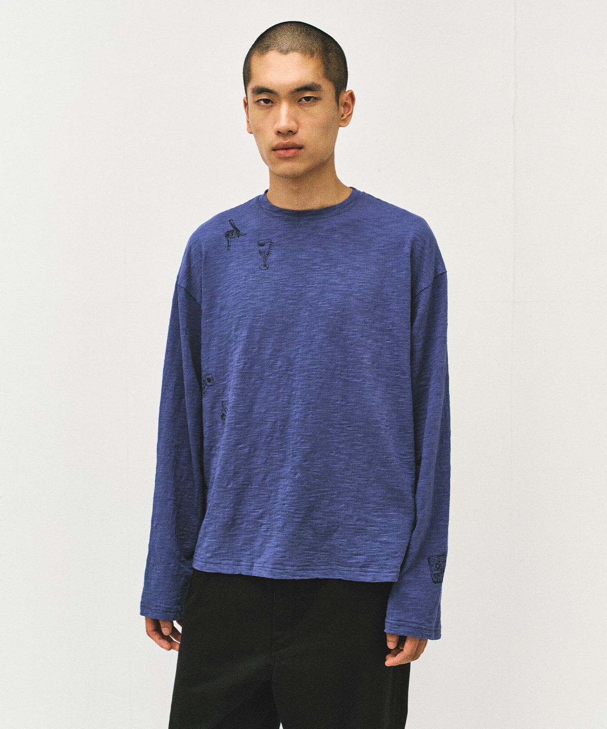 서피스에디션(SURFACE EDITION) TATTOO LONG-SLEEVE T SHIRT IRIS BLUE