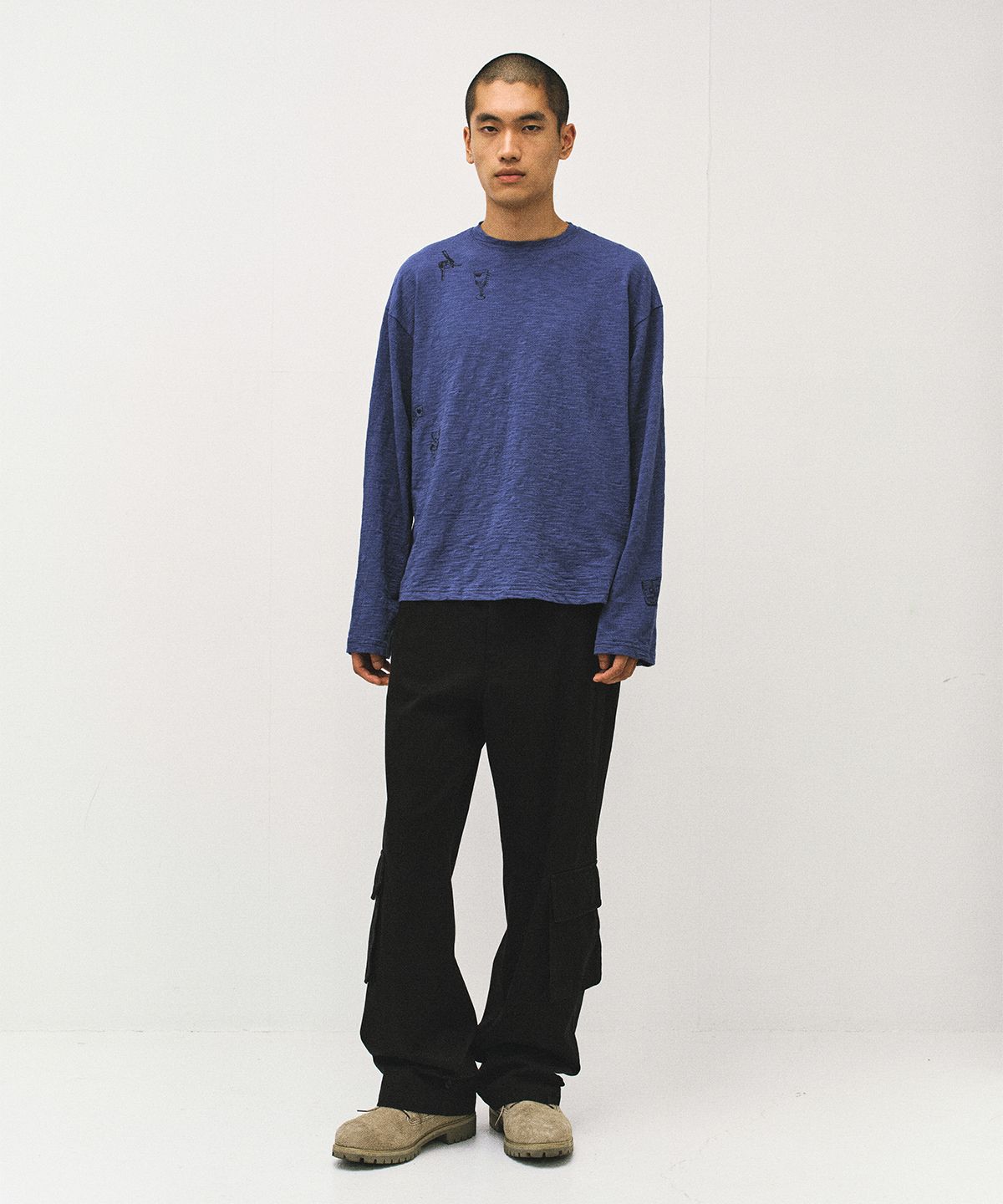 서피스에디션(SURFACE EDITION) TATTOO LONG-SLEEVE T SHIRT IRIS BLUE