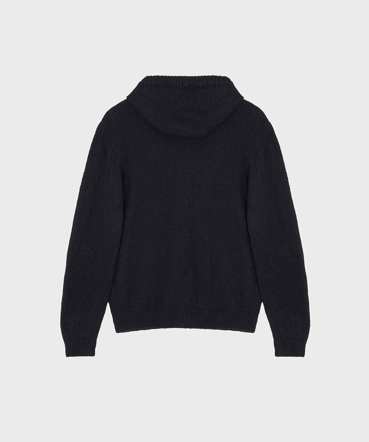 서피스에디션(SURFACE EDITION) BUTTON UP HOODED KNIT BLACK