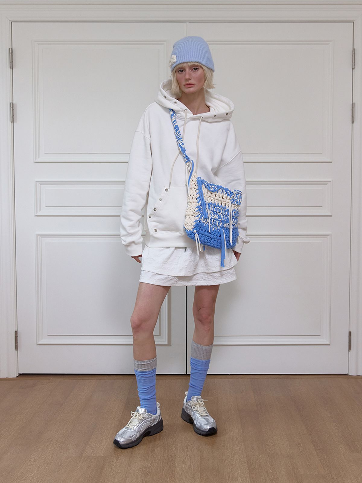 민더리(MEENDERI) FLOWER FLAKE BEANIE - SKY BLUE