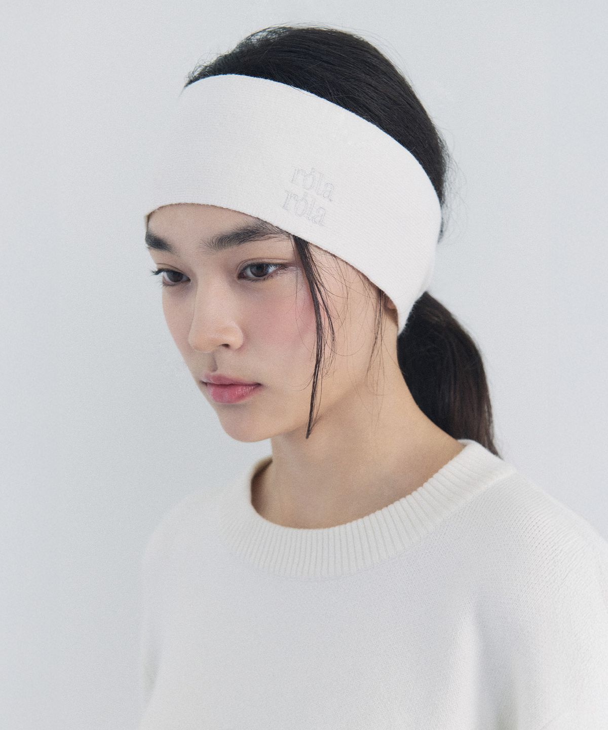 로라로라(ROLAROLA) NUBASIC LOGO KNIT HAIR BAND IVORY