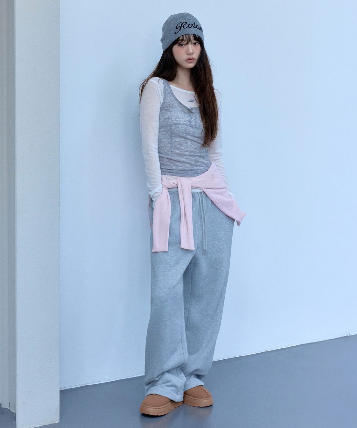 로라로라(ROLAROLA) NUBASIC LAYERED JOGGER PANTS GRAY