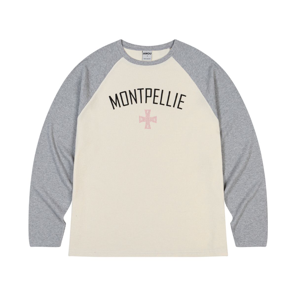 아모우(AMOU) Montpellie Waffle Reglan Long sleeve GRAY