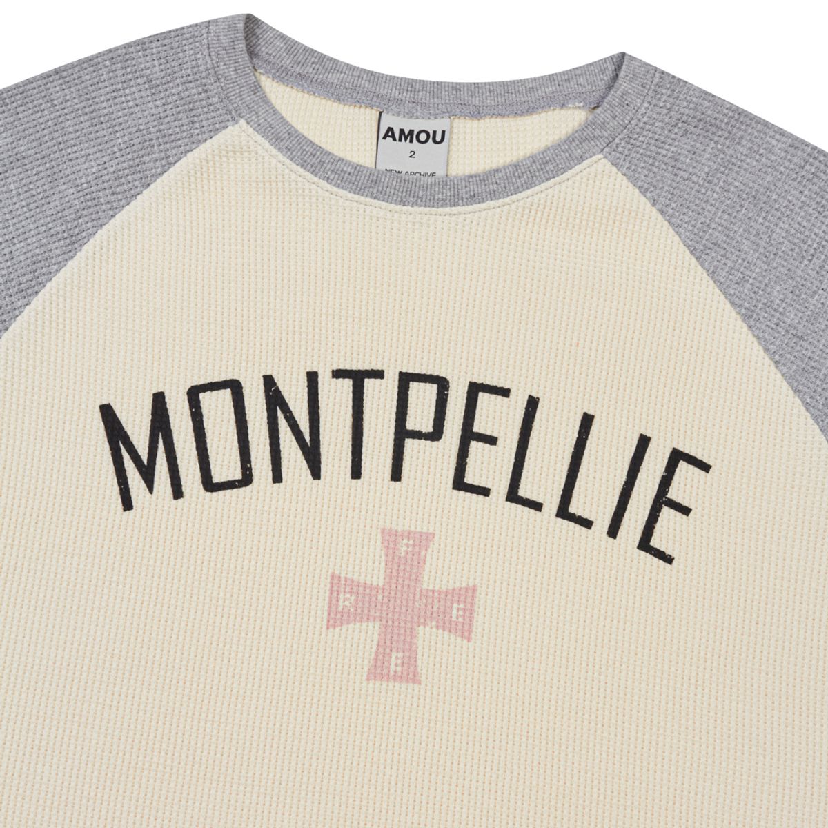 아모우(AMOU) Montpellie Waffle Reglan Long sleeve GRAY
