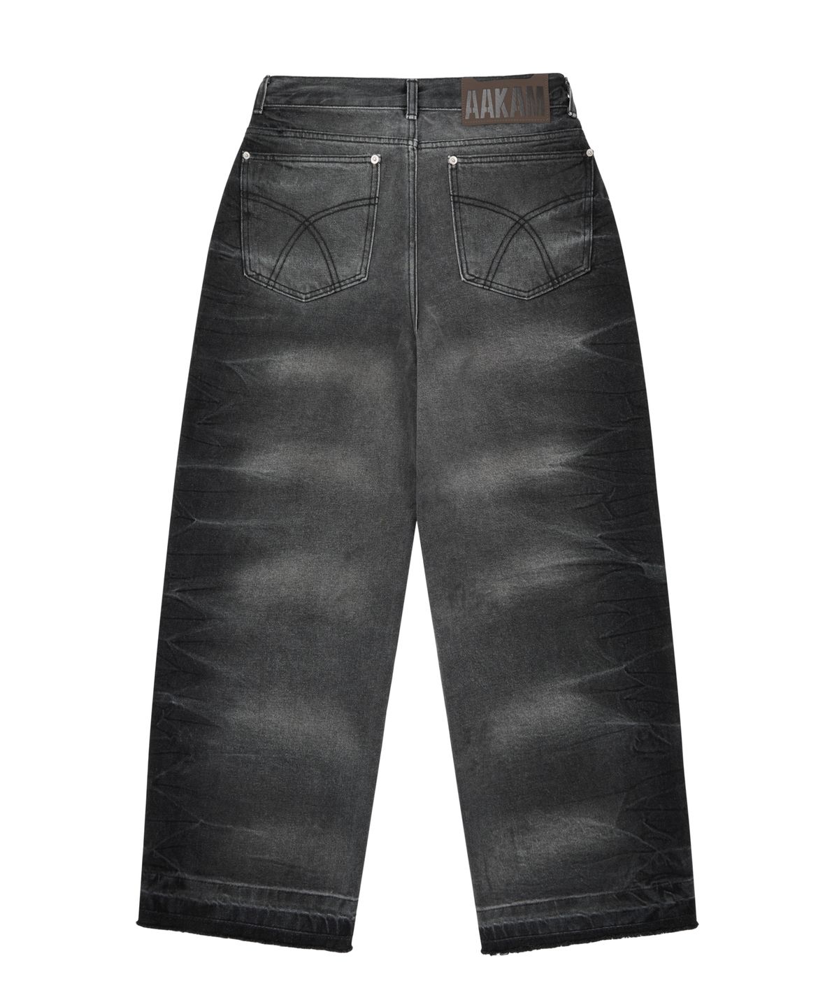 아캄(AAKAM) Side Wrinkle Washed Denim Pants (Black)