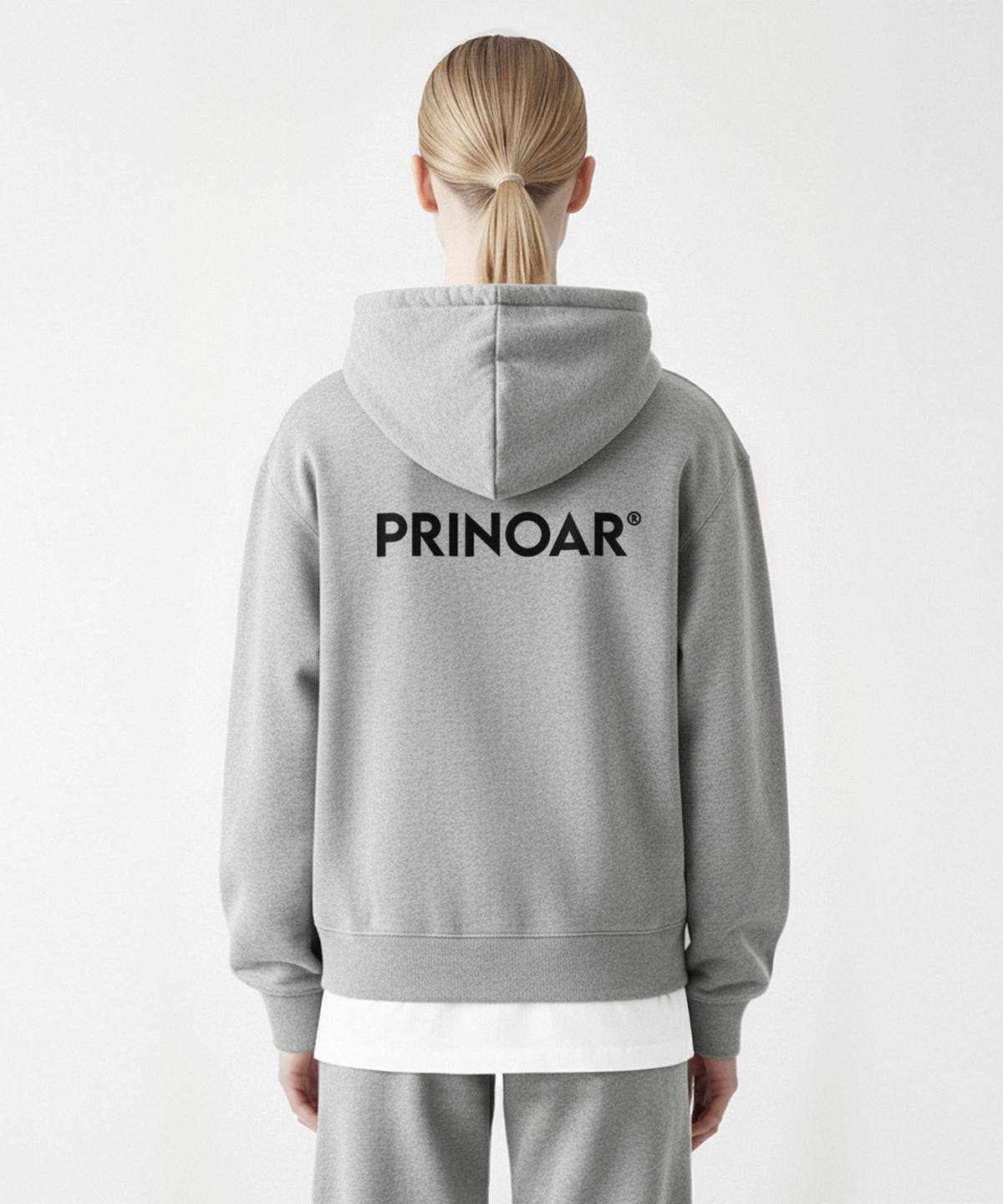 프리노어(PRINOAR) [기모선택] 로고 후드집업-멜란지