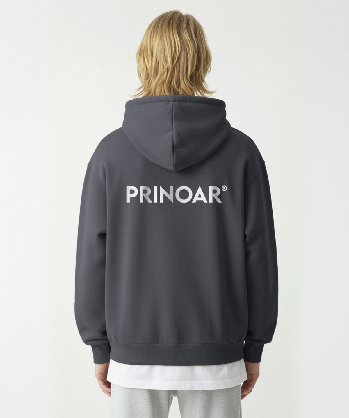 프리노어(PRINOAR) 로고 후드집업-애쉬