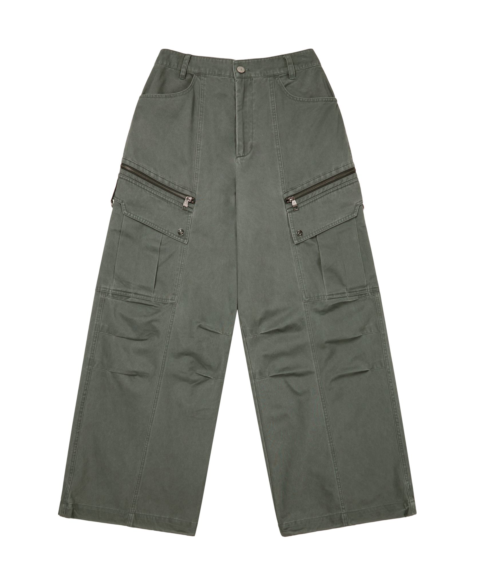 MUSINSA | AAKAM Knee Pin-Tuck Zippered Cargo Pants (Khaki)