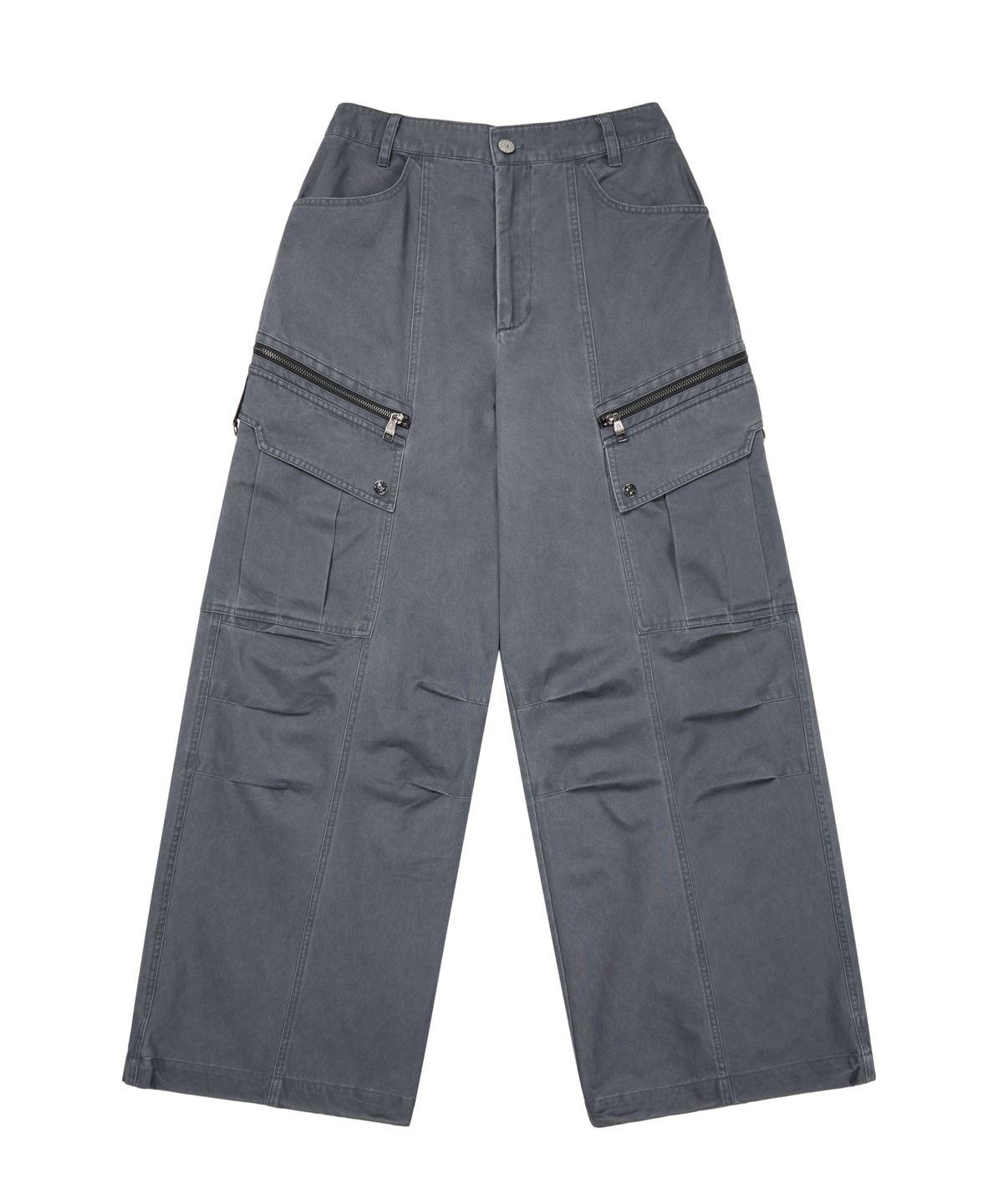 아캄(AAKAM) Knee Pin-Tuck Zippered Cargo Pants (Dark Gray)