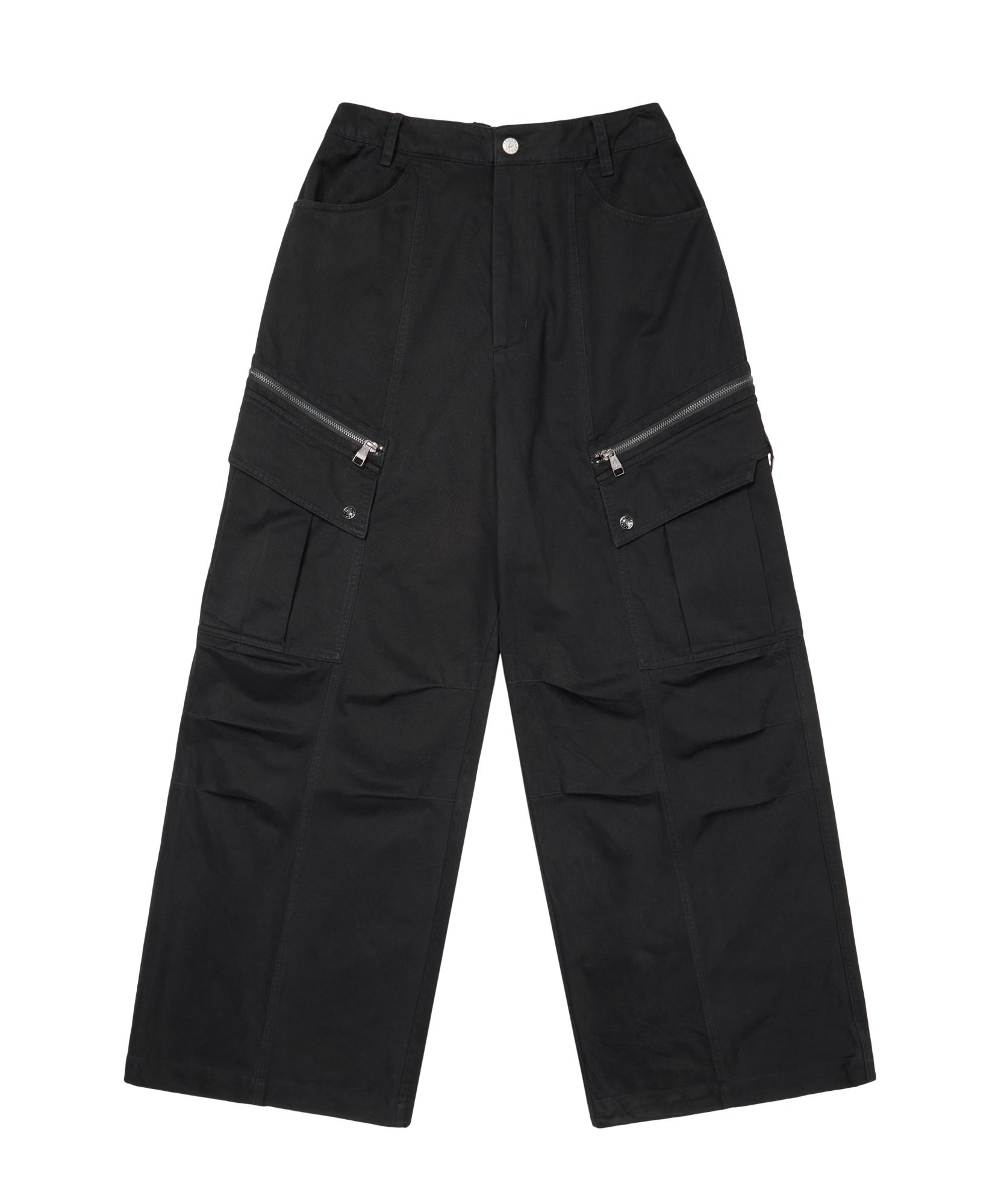 MUSINSA公式 | AAKAM Knee Pin-Tuck Zippered Cargo Pants (Black)