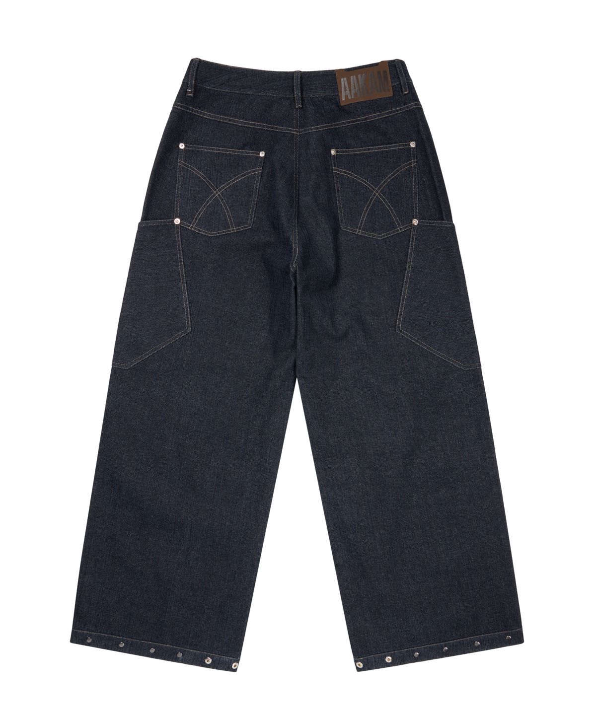 아캄(AAKAM) Ankle Studded Denim Pants (Dark Blue)