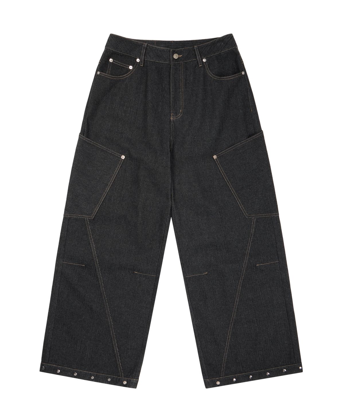 아캄(AAKAM) Ankle Studded Denim Pants (Black)