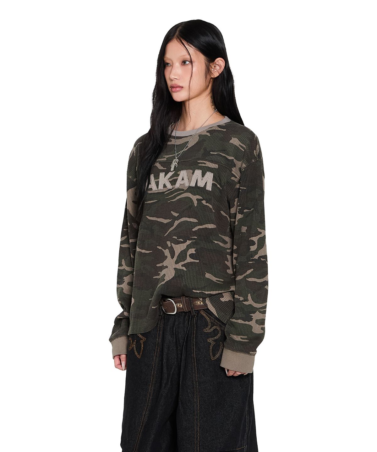 아캄(AAKAM) Waffle Camouflage Long Sleeve (Khaki)