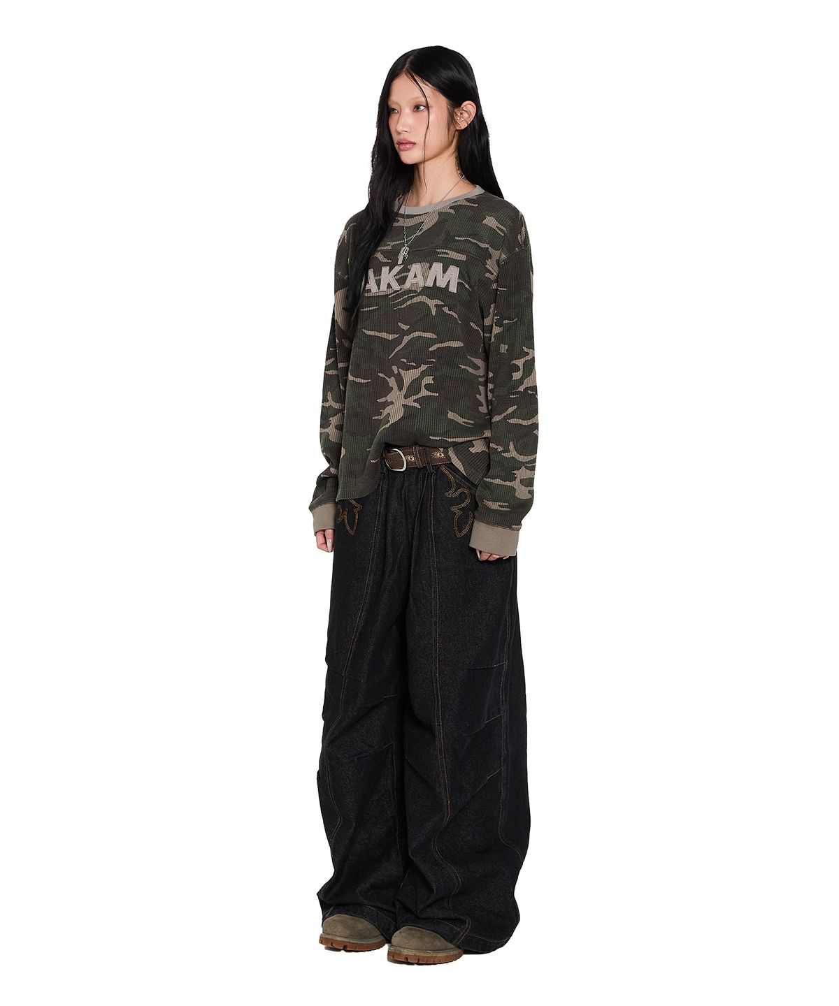 아캄(AAKAM) Waffle Camouflage Long Sleeve (Khaki)