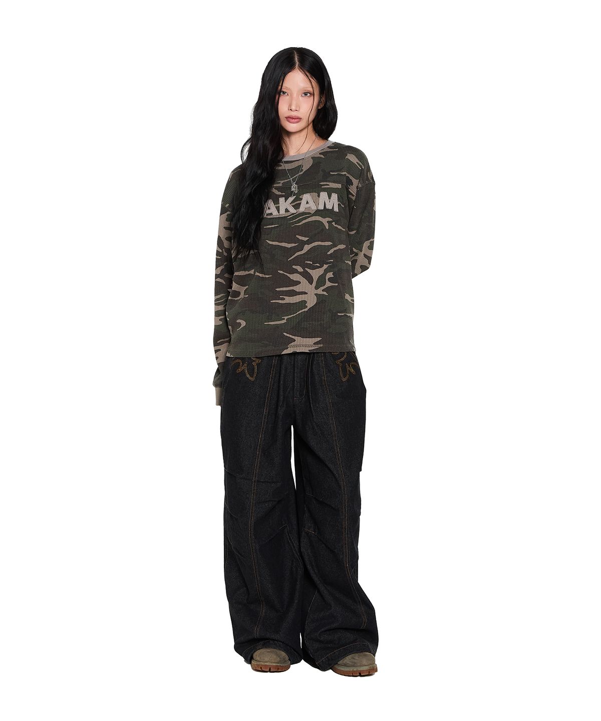 아캄(AAKAM) Waffle Camouflage Long Sleeve (Khaki)