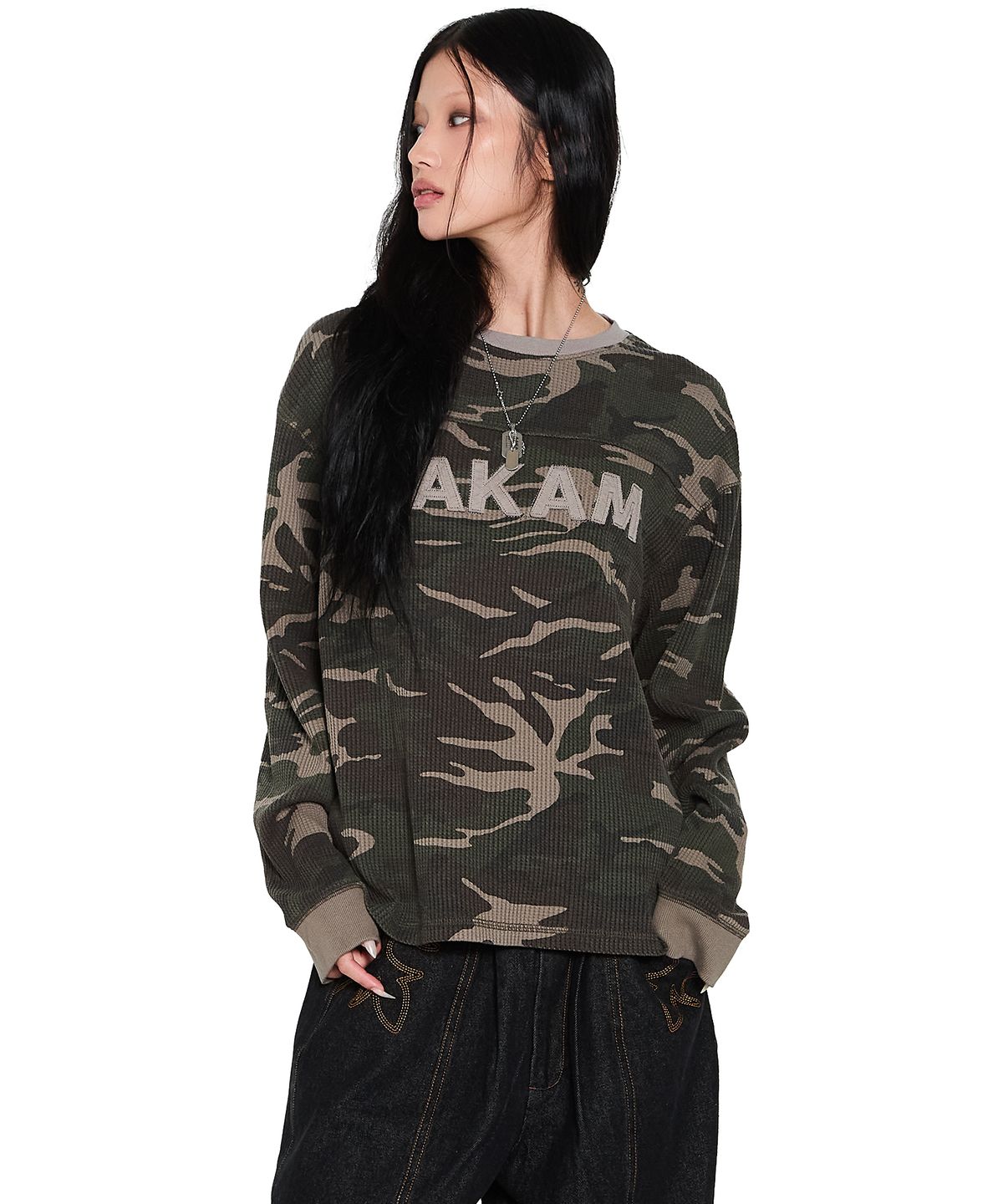 아캄(AAKAM) Waffle Camouflage Long Sleeve (Khaki)