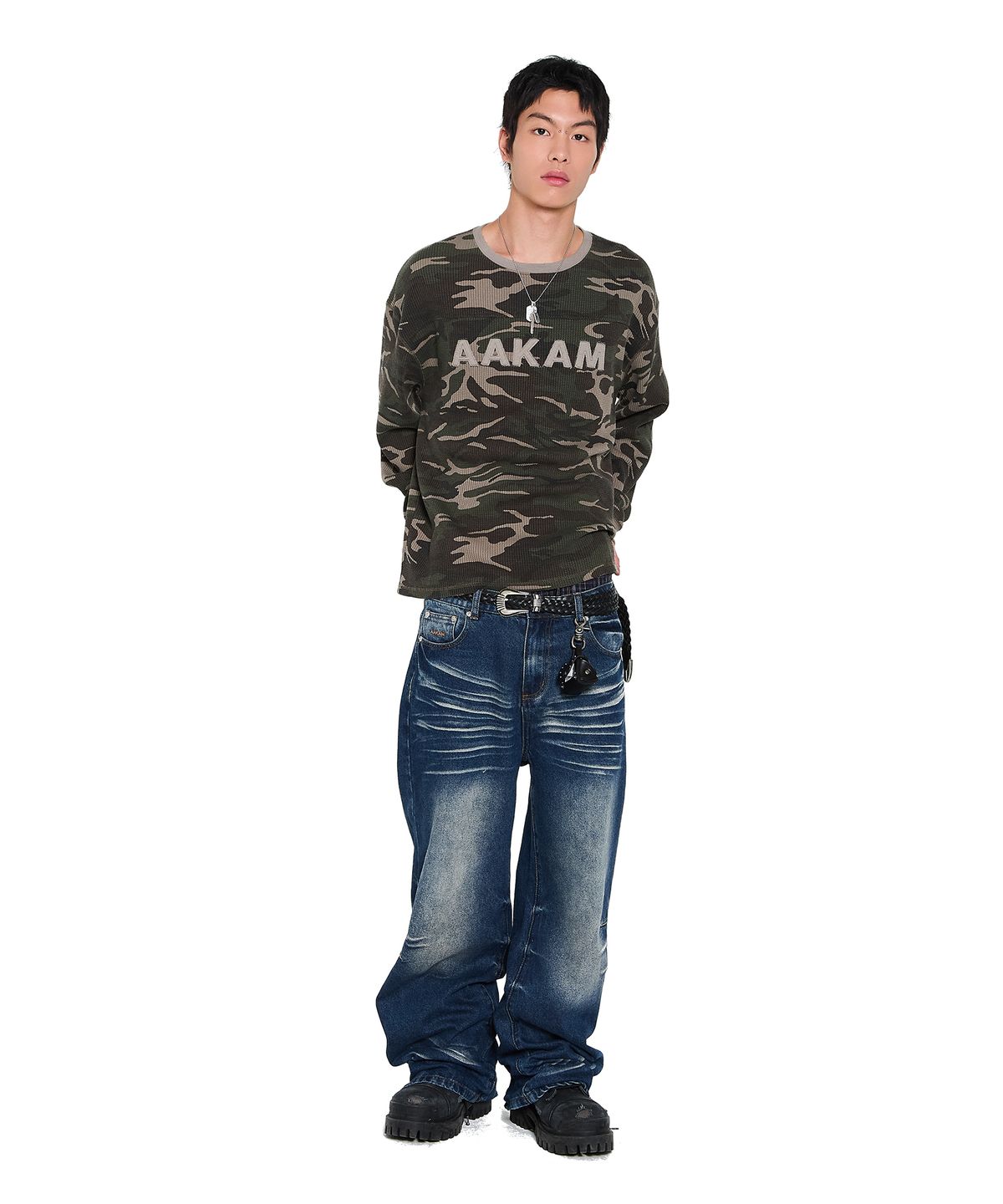 아캄(AAKAM) Waffle Camouflage Long Sleeve (Khaki)