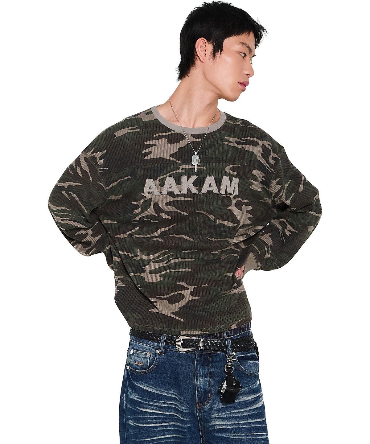 아캄(AAKAM) Waffle Camouflage Long Sleeve (Khaki)