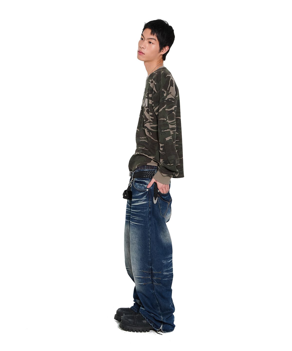 아캄(AAKAM) Waffle Camouflage Long Sleeve (Khaki)