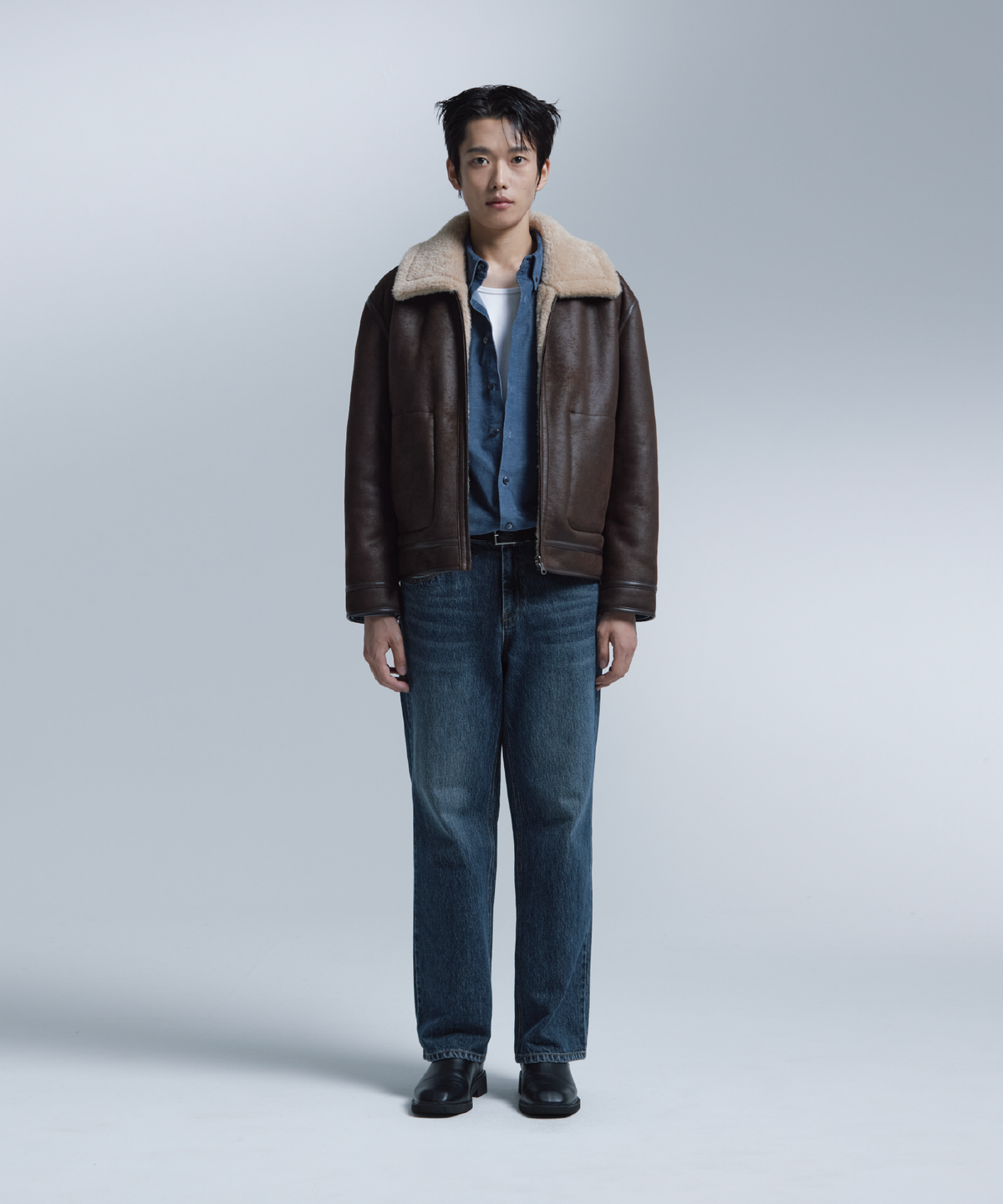 넌블랭크(NONBLANK) 코듀로이 데님 셔츠_BLUE