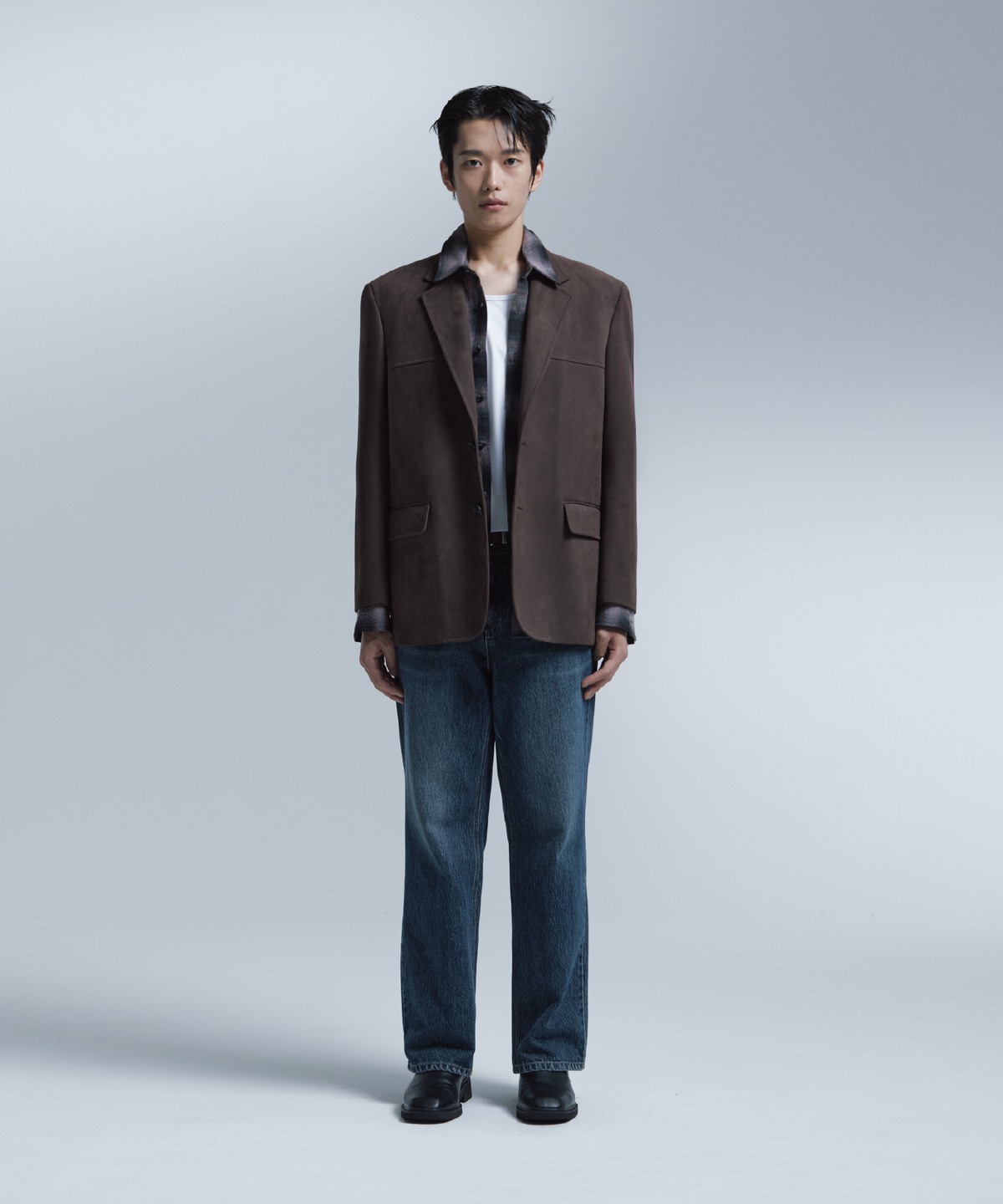 넌블랭크(NONBLANK) 스웨이드 오버 핏 자켓_BROWN