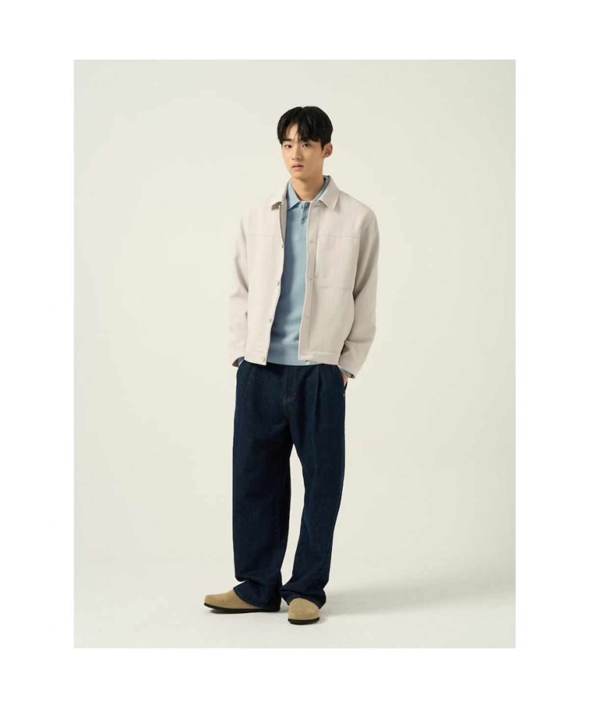 빈폴 멘(BEANPOLE MEN) 울 베이직 칼라넥 니트 라이트 그린