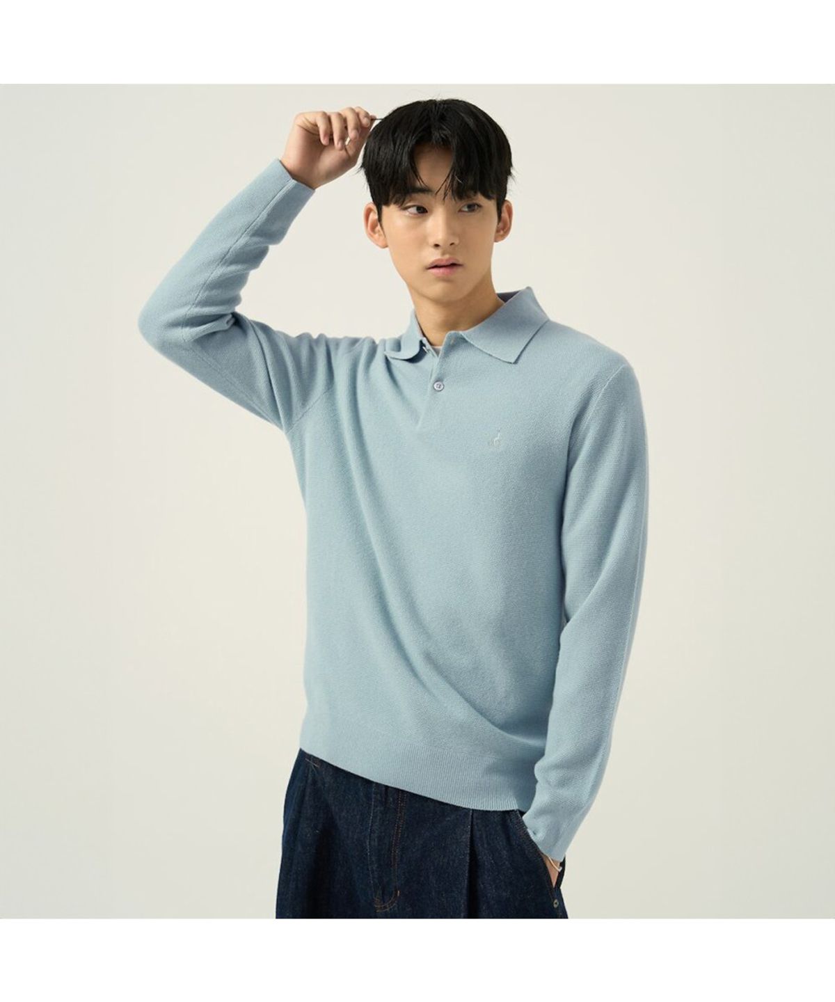 빈폴 멘(BEANPOLE MEN) 울 베이직 칼라넥 니트 라이트 그린