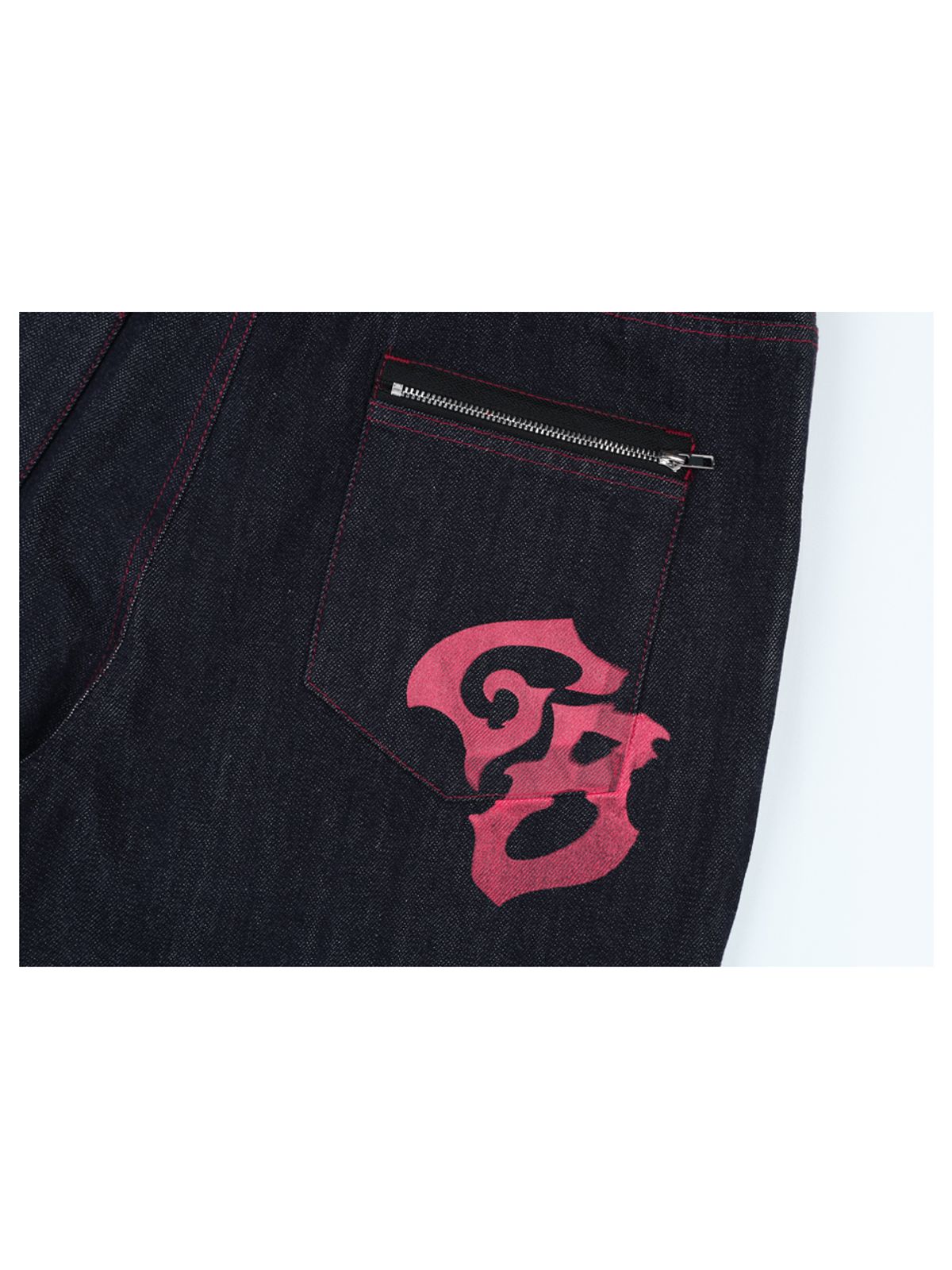 구빈(GUBIN) (W) 레드 스티치 데님팬츠