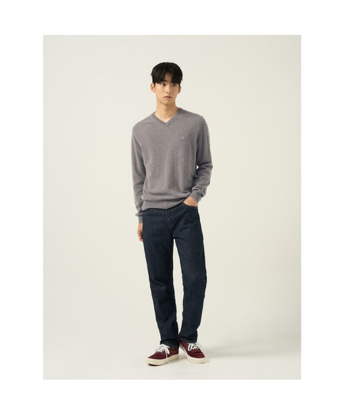 빈폴 멘(BEANPOLE MEN) 울 베이직 브이넥 니트 브라운