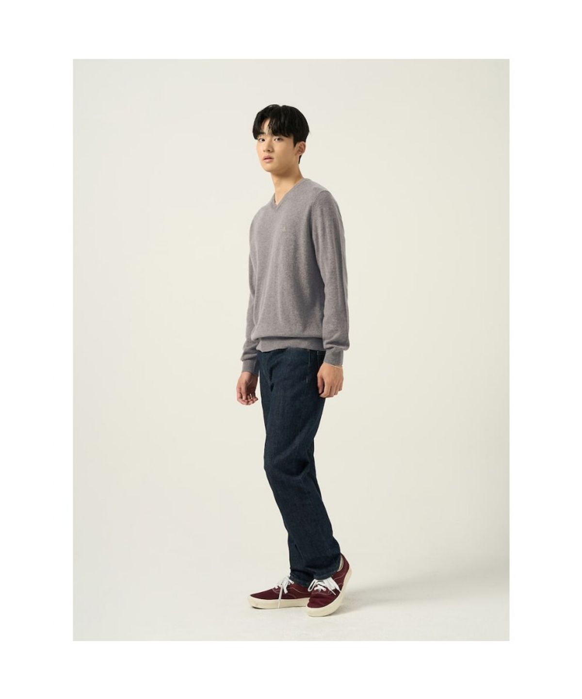 빈폴 멘(BEANPOLE MEN) 울 베이직 브이넥 니트 브라운