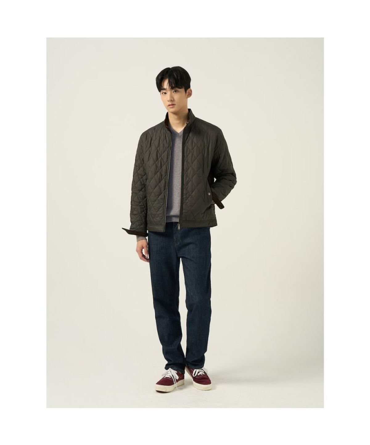 빈폴 멘(BEANPOLE MEN) 울 베이직 브이넥 니트 브라운