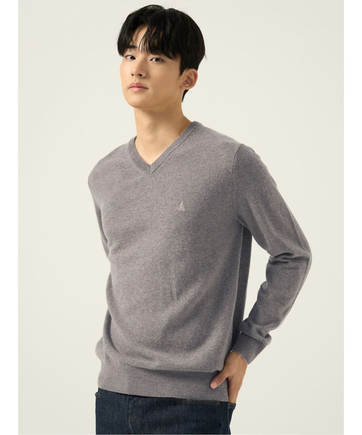 빈폴 멘(BEANPOLE MEN) 울 베이직 브이넥 니트 브라운