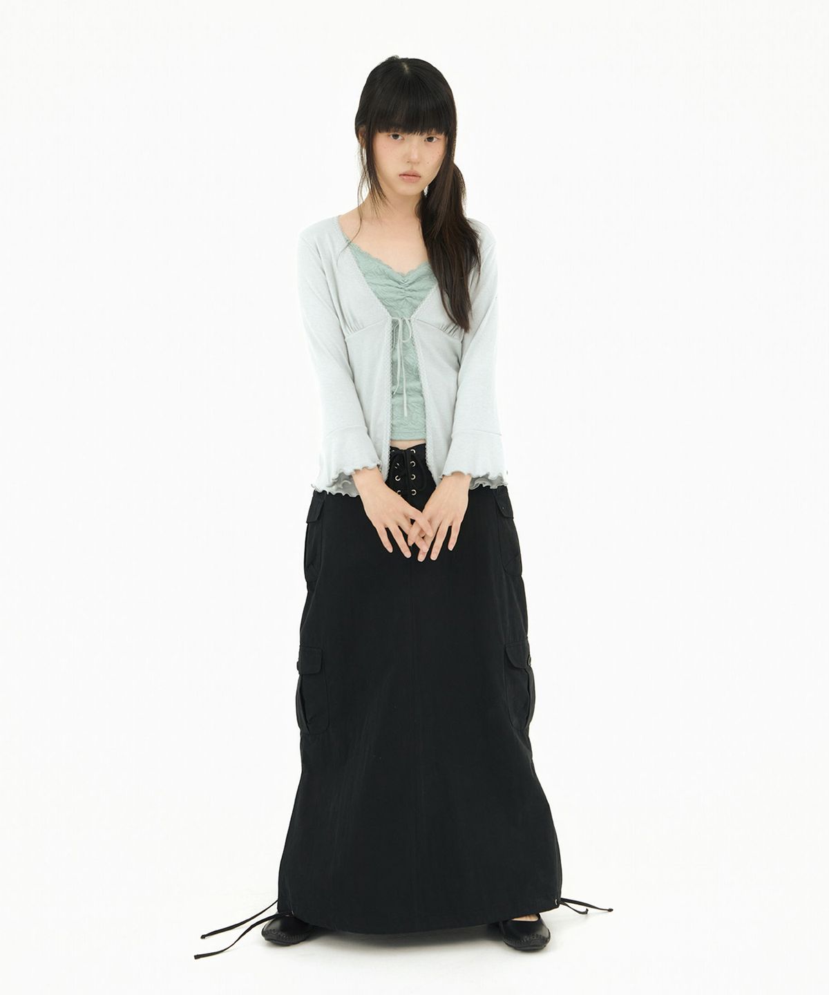미레코(MIRECO) CORSET LONG CARGO LOW SK BLACK